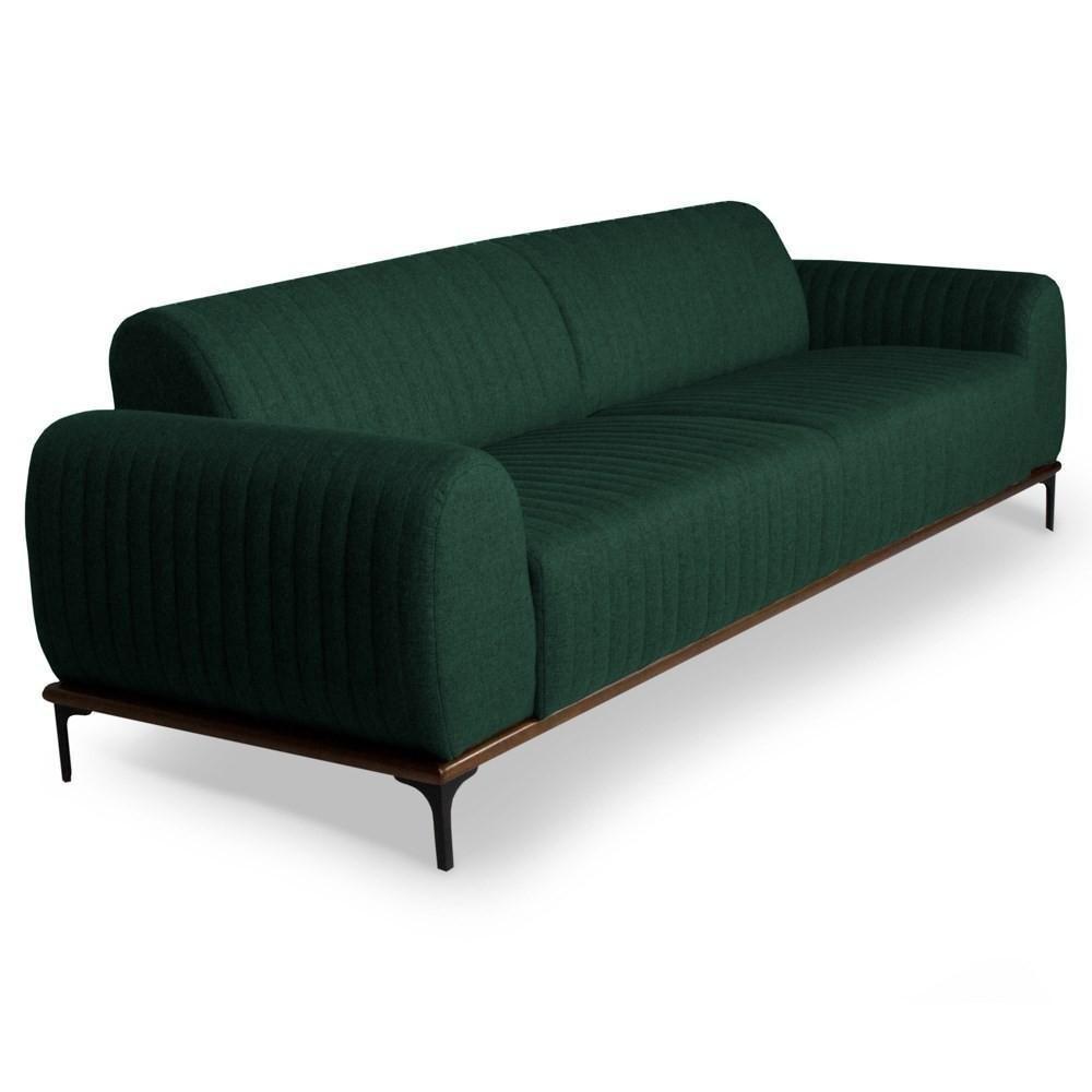 Sofá 150cm 2 Lugares Pés Preto Molino C-117 Linho Verde Musgo - Domi - 1