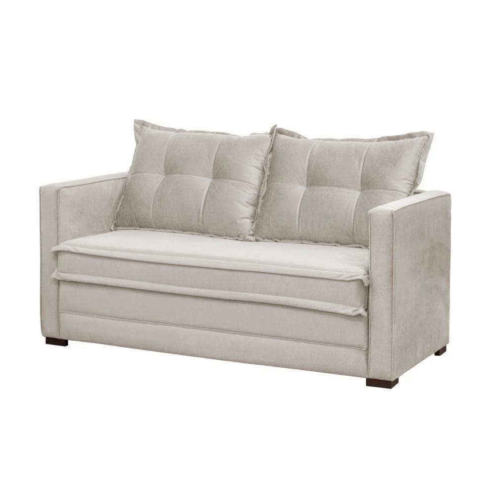 Sofá Cama Casal Articulável 2 Lugares Londres Suede Bege - D'monegatto - 1