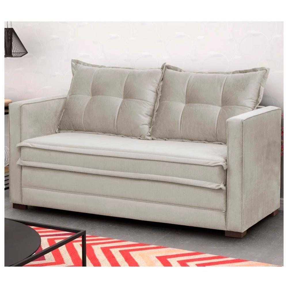 Sofá Cama Casal Articulável 2 Lugares Londres Suede Bege - D'monegatto - 2