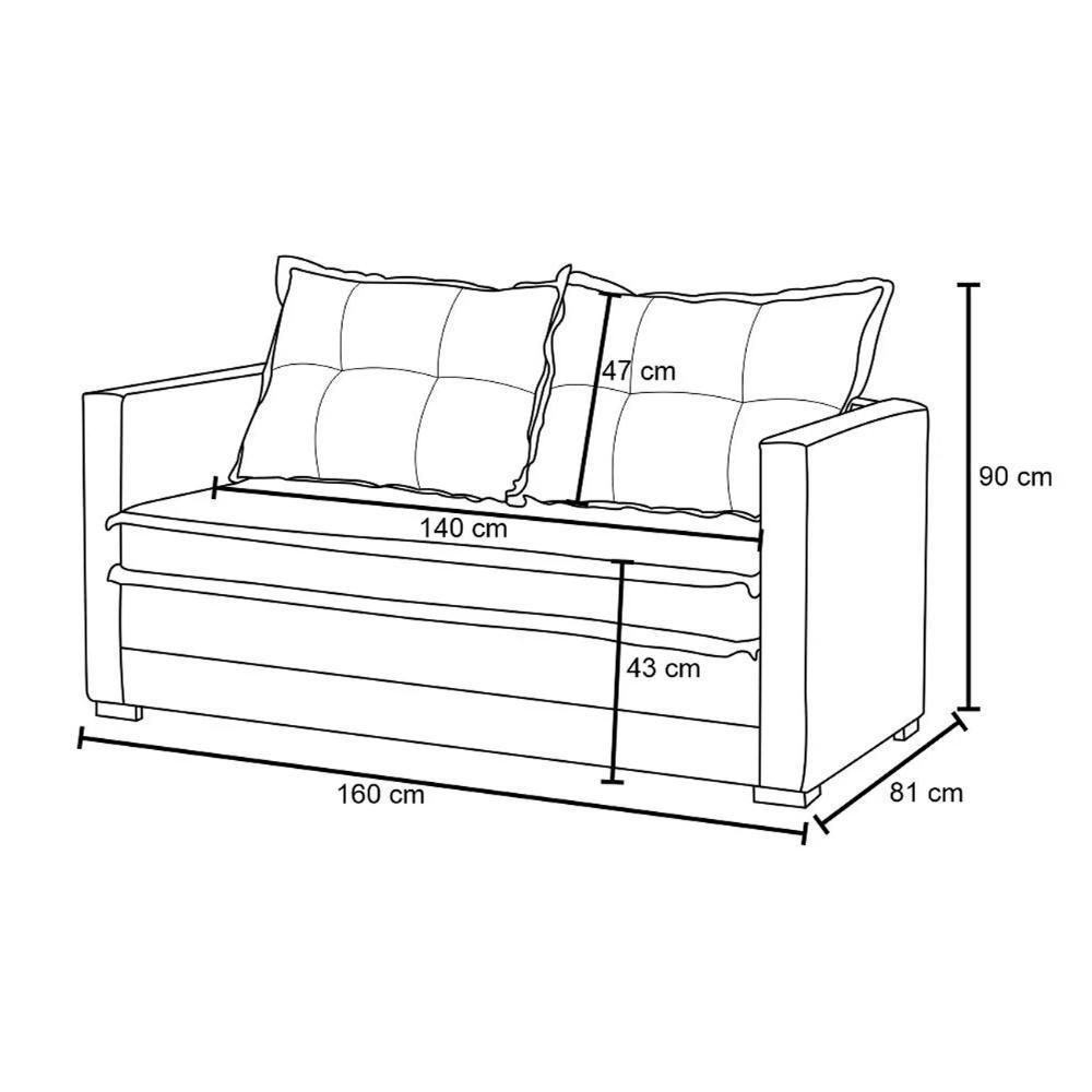 Sofá Cama Casal Articulável 2 Lugares Londres Suede Bege - D'monegatto - 4