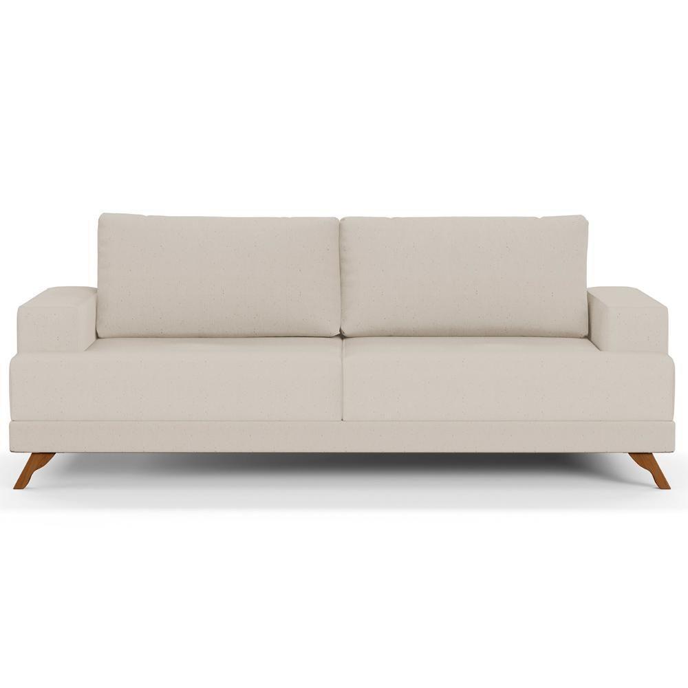 Sofá 3 Lugares 200cm Living Pés Curvos Santi D05 Linho Bege - Mpozenato - 5