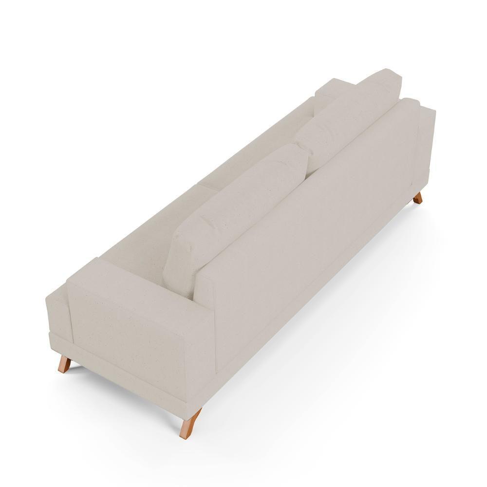 Sofá 3 Lugares 200cm Living Pés Curvos Santi D05 Linho Bege - Mpozenato - 6