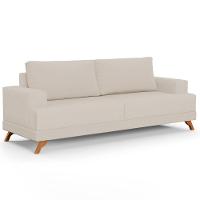 Sofá 3 Lugares 200cm Living Pés Curvos Santi D05 Linho Bege - Mpozenato - 1