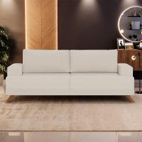 Sofá 3 Lugares 200cm Living Pés Curvos Santi D05 Linho Bege - Mpozenato - 2