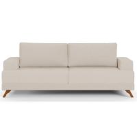 Sofá 3 Lugares 200cm Living Pés Curvos Santi D05 Linho Bege - Mpozenato - 5