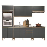 Armário De Cozinha 5 Peças E Pia 120cm Jany N03 Carvalho/grafite - Mpozenato - 1