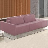 Sofá Ilha Modular Com Puff Para Sala Living 252cm Georgia K04 Veludo Rosê - Mpozenato - 2
