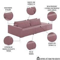 Sofá Ilha Modular Com Puff Para Sala Living 252cm Georgia K04 Veludo Rosê - Mpozenato - 3