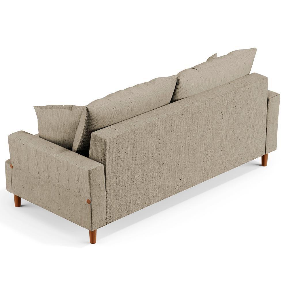Sofá Living 2 Lugares 160cm Com Almofadas Veras D05 Linho Bege - Mpozenato - 6