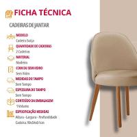 Conjunto Suíça Com 2 Cadeiras Madeira Moderna Mobília Veludo Bege / Imbuia Nat. - 4