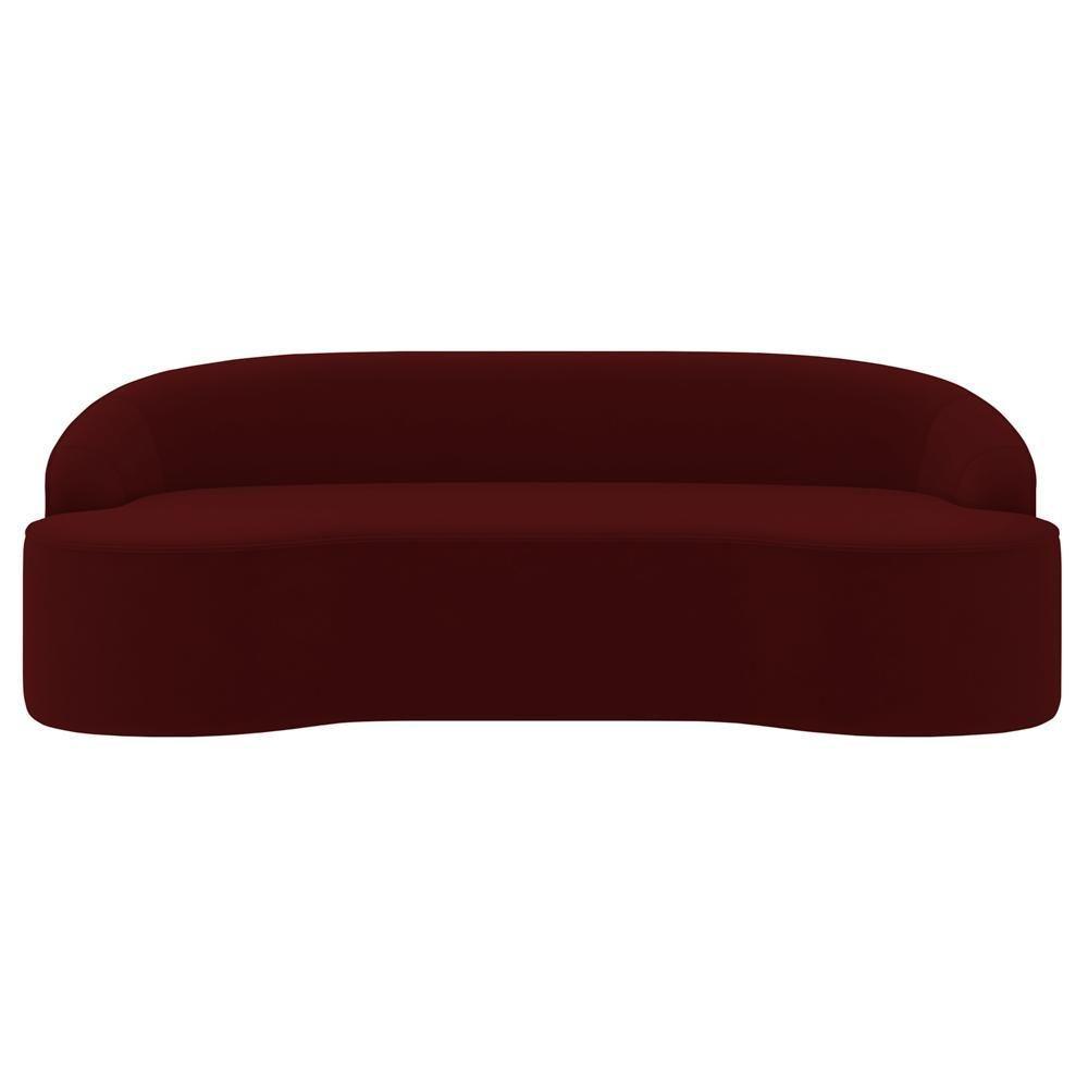 Sofá 3 Lugares Para Sala De Estar Living 210cm Theo D06 Veludo Bordô - Mpozenato - 6