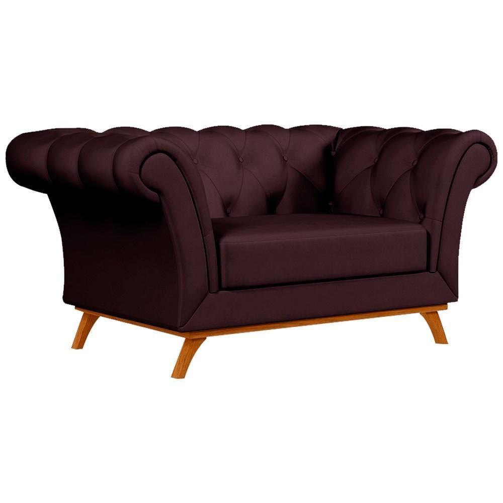 Sofá 150cm 2 Lugares Base Madeira Império C-292 Veludo Vinho - Domi - 1