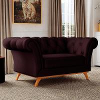 Sofá 150cm 2 Lugares Base Madeira Império C-292 Veludo Vinho - Domi - 2