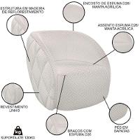 Sofá Decorativo 3 Lugares 240cm Com Almofadas E Poltrona Zion M22 Linho Cru - Mpozenato - 3