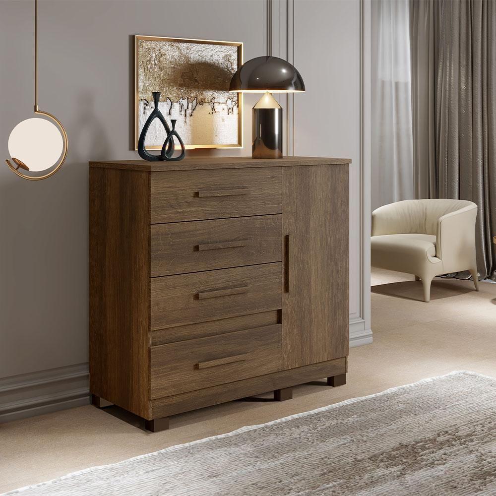 Cômoda Florença 1 Porta 4 Gavetas Benetil Imbuia - 2