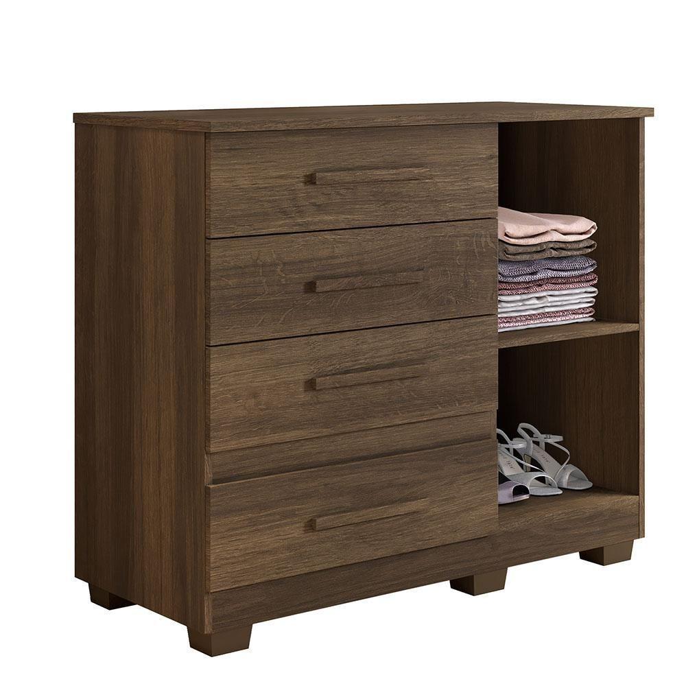 Cômoda Florença 1 Porta 4 Gavetas Benetil Imbuia - 3