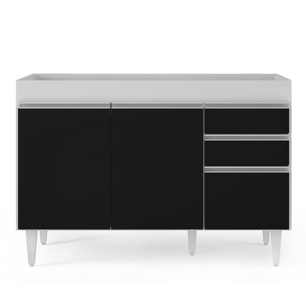 Armário De Cozinha Modulado De Canto Esquerdo 4 Peças Cp46 Balcão Sem Tampo Branco/preto - Lumil - 7