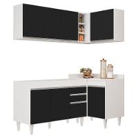 Armário De Cozinha Modulado De Canto Esquerdo 4 Peças Cp46 Balcão Sem Tampo Branco/preto - Lumil - 1