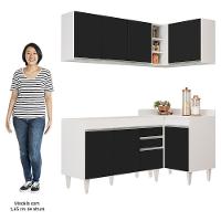 Armário De Cozinha Modulado De Canto Esquerdo 4 Peças Cp46 Balcão Sem Tampo Branco/preto - Lumil - 5