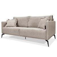 Sofá 3 Lugares 220cm Pés De Metal Vecchia S06 Linho Areia - Mpozenato - 1