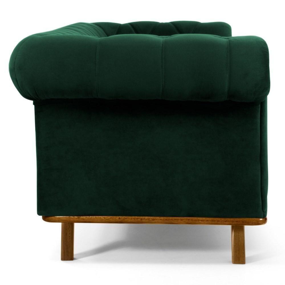 Sofá 230cm 3 Lugares Base Madeira Império C-303 Veludo Verde Musgo - Domi - 5