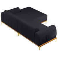 Sofá 245cm 4 Lugares Com Chaise Direito Pés Gold Molino D-465 Linho Chumbo - Domi - 5