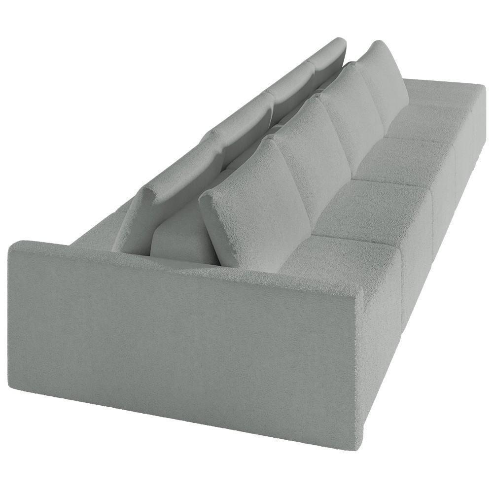Sofá Ilha Modular Com Puff Para Sala Living 392cm Georgia K04 Bouclê Cinza Claro - Mpozenato - 8