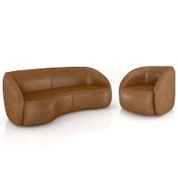 Sofá 4 Lugares Orgânico 318cm E Poltrona Zion M22 Sintético Caramelo - Mpozenato - 1