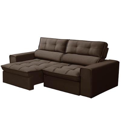Sofá Retrátil Reclinável 3 Lugares 220cm Blanches F05 Veludo Marrom - Mpozenato