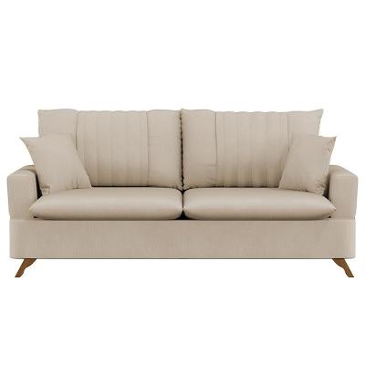 Sofá 160cm 2 Lugares Com Almofadas Pés Curvos Veras Suede D05 Bege Claro - Mpozenato