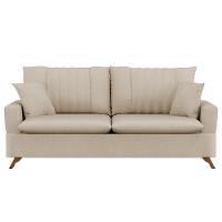 Sofá 160cm 2 Lugares Com Almofadas Pés Curvos Veras Suede D05 Bege Claro - Mpozenato - 1