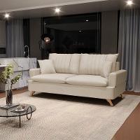 Sofá 160cm 2 Lugares Com Almofadas Pés Curvos Veras Suede D05 Bege Claro - Mpozenato - 2