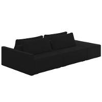 Sofá Ilha Modular Com Puff Para Sala Living 252cm Georgia K04 Veludo Preto - Mpozenato - 1