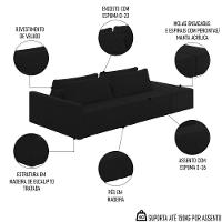Sofá Ilha Modular Com Puff Para Sala Living 252cm Georgia K04 Veludo Preto - Mpozenato - 3