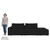 Sofá Ilha Modular Com Puff Para Sala Living 252cm Georgia K04 Veludo Preto - Mpozenato - 5