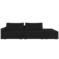 Sofá Ilha Modular Com Puff Para Sala Living 252cm Georgia K04 Veludo Preto - Mpozenato - 7