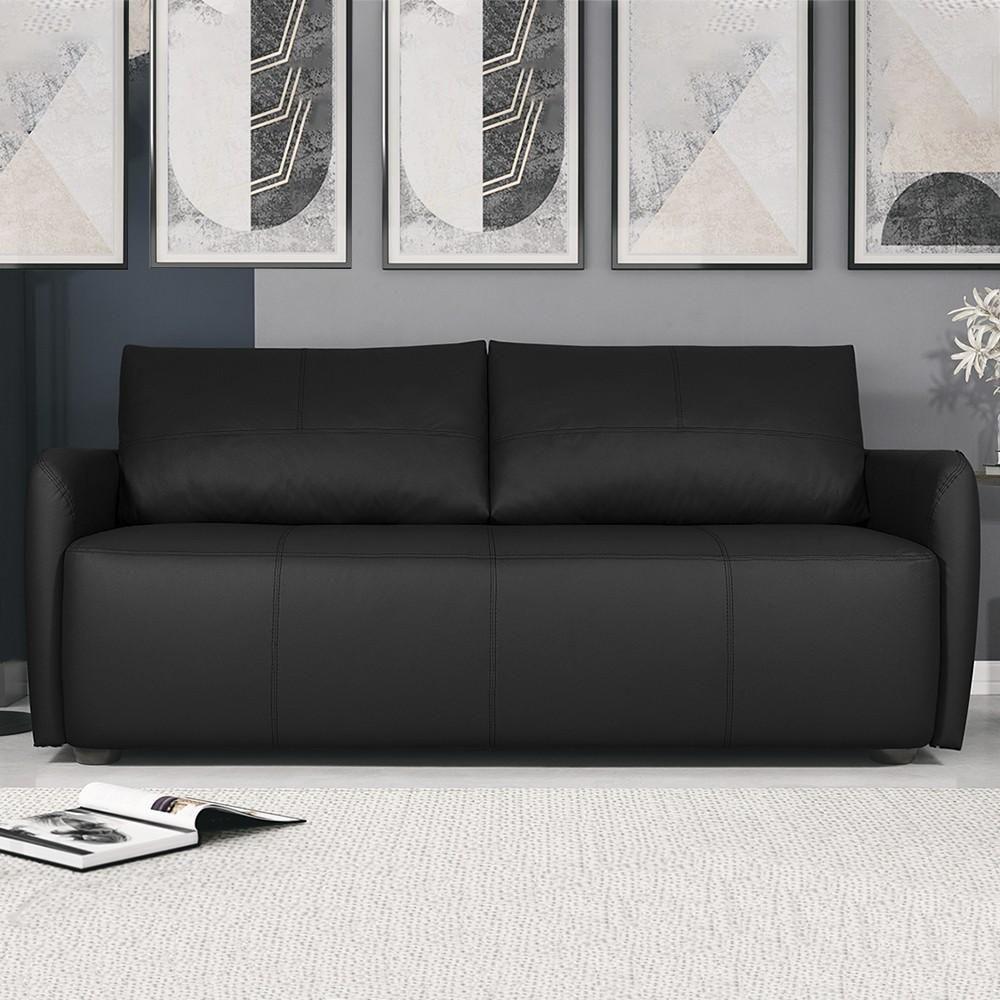 Sofá Living 2 Lugares Sala De Estar 180cm Virtus L07 Couro Preto - Mpozenato - 2