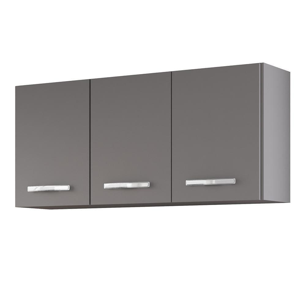 Armário De Cozinha Aéreo 120cm 3 Portas Honduras Cinza - Lumil - 1