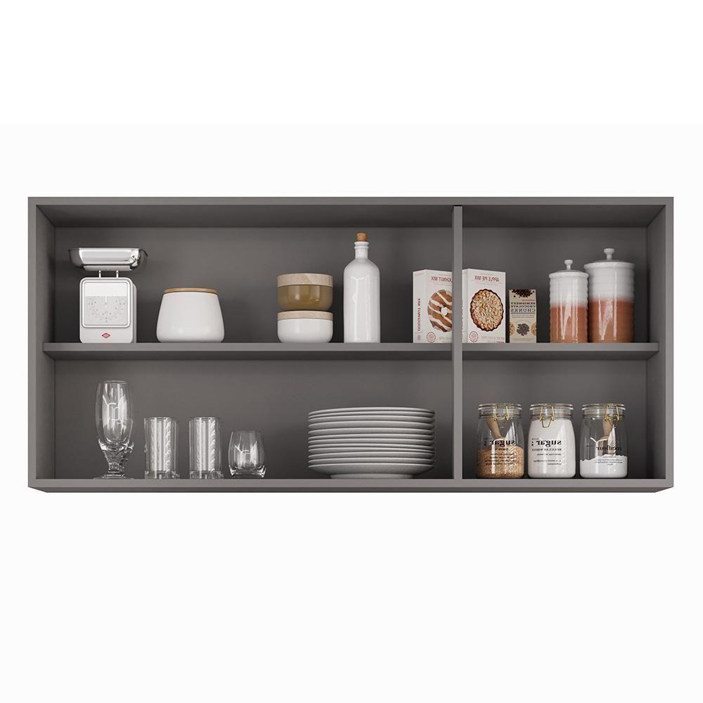 Armário De Cozinha Aéreo 120cm 3 Portas Honduras Cinza - Lumil - 5