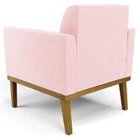 Sofá Namoradeira E 2 Poltronas Base Madeira Castanho Maressa Suede Rosa Bebê - Ibiza - 10