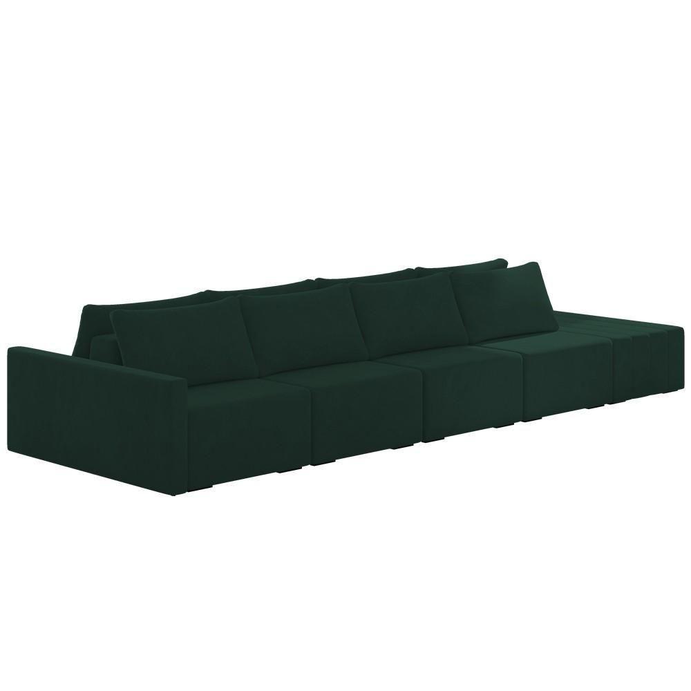 Sofá Ilha Modular Com Puff Para Sala Living 392cm Georgia K04 Veludo Verde - Mpozenato - 1