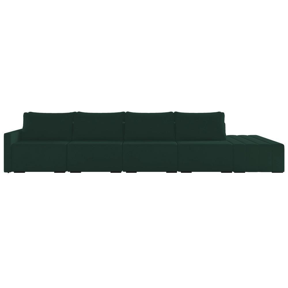 Sofá Ilha Modular Com Puff Para Sala Living 392cm Georgia K04 Veludo Verde - Mpozenato - 6