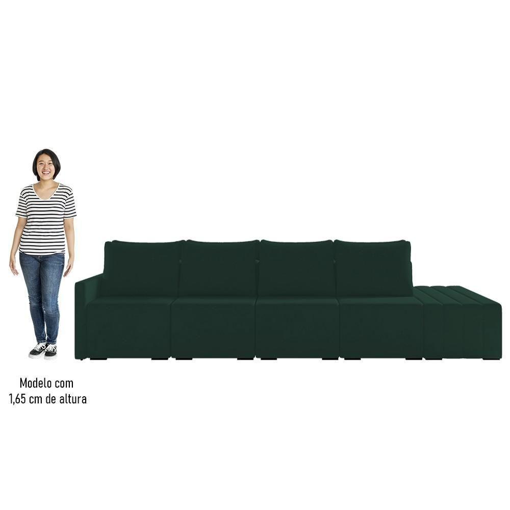 Sofá Ilha Modular Com Puff Para Sala Living 392cm Georgia K04 Veludo Verde - Mpozenato - 7