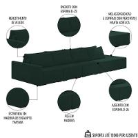 Sofá Ilha Modular Com Puff Para Sala Living 392cm Georgia K04 Veludo Verde - Mpozenato