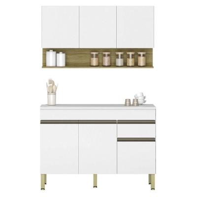 Armário De Cozinha E Balcão Com Tampo 150cm Lina K02 Supremo/freijó - Mpozenato