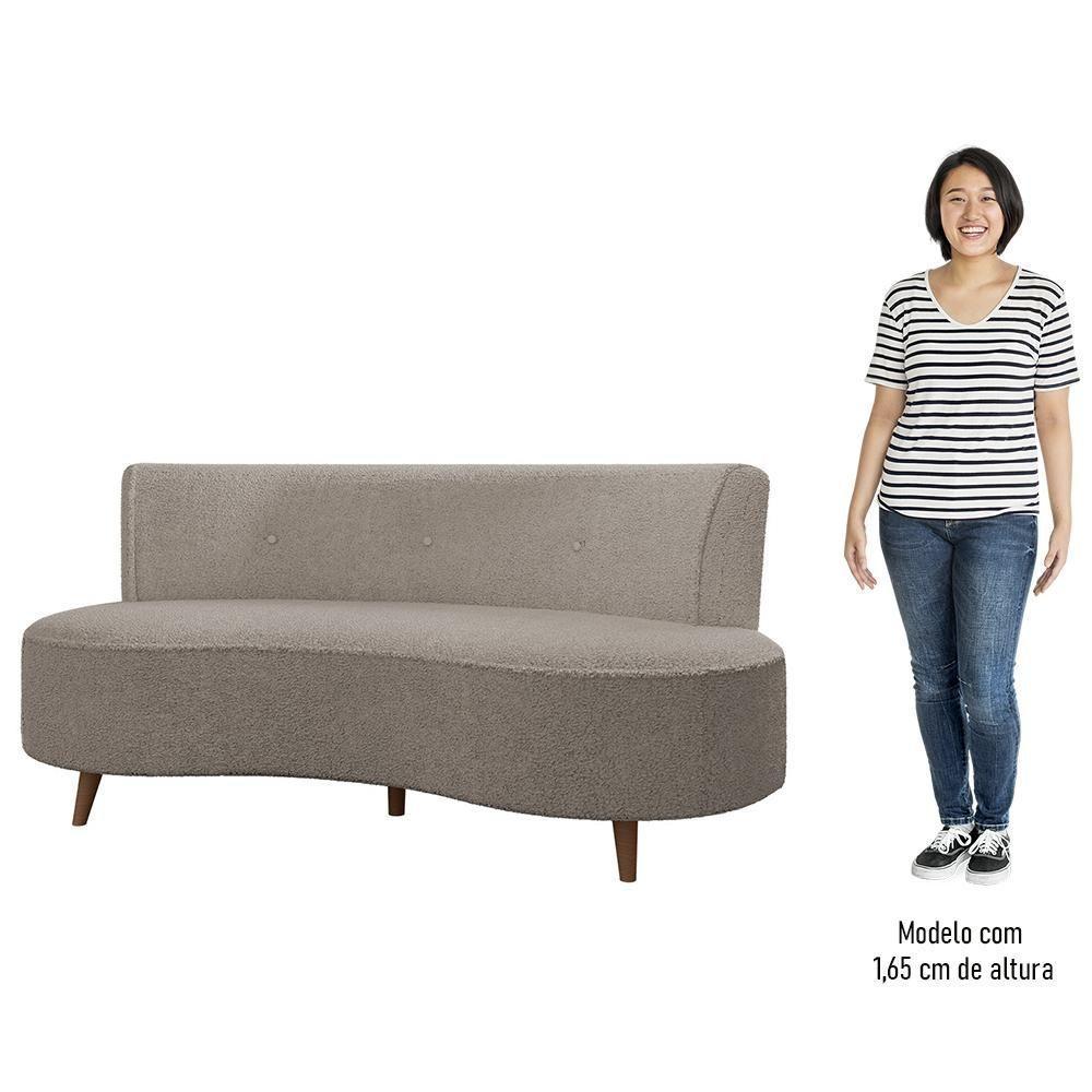 Sofá 2 Lugares Para Sala Living 135cm Pés Palito Korah K04 Bouclê Bege Escuro - Mpozenato - 4