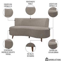 Sofá 2 Lugares Para Sala Living 135cm Pés Palito Korah K04 Bouclê Bege Escuro - Mpozenato - 2