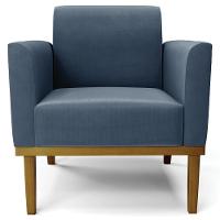 Sofá Namoradeira E 2 Poltronas Base Madeira Castanho Maressa Suede Azul Marinho - Ibiza - 8