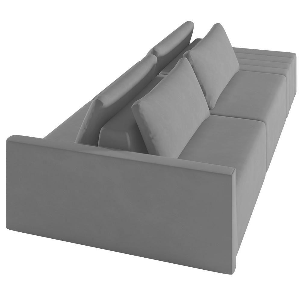 Sofá Ilha Modular Com Puff Para Sala Living 232cm Georgia K04 Veludo Cinza - Mpozenato - 7