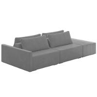Sofá Ilha Modular Com Puff Para Sala Living 232cm Georgia K04 Veludo Cinza - Mpozenato - 1